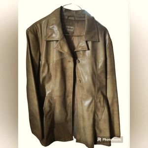 Wet Seal Beige Fake Leather Button Up Jacket